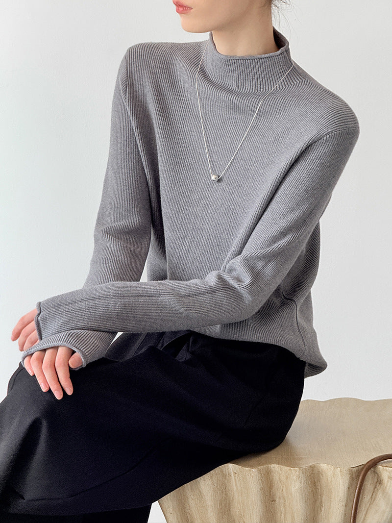 (48H出貨)軟糯套頭半高領長袖打底衫-6色