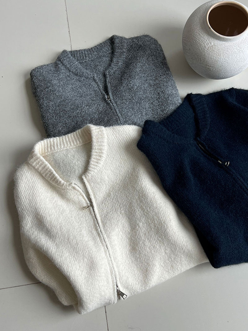 韓系軟糯休閒針織毛衣+卷邊A字短裙-兩件式套裝-3色