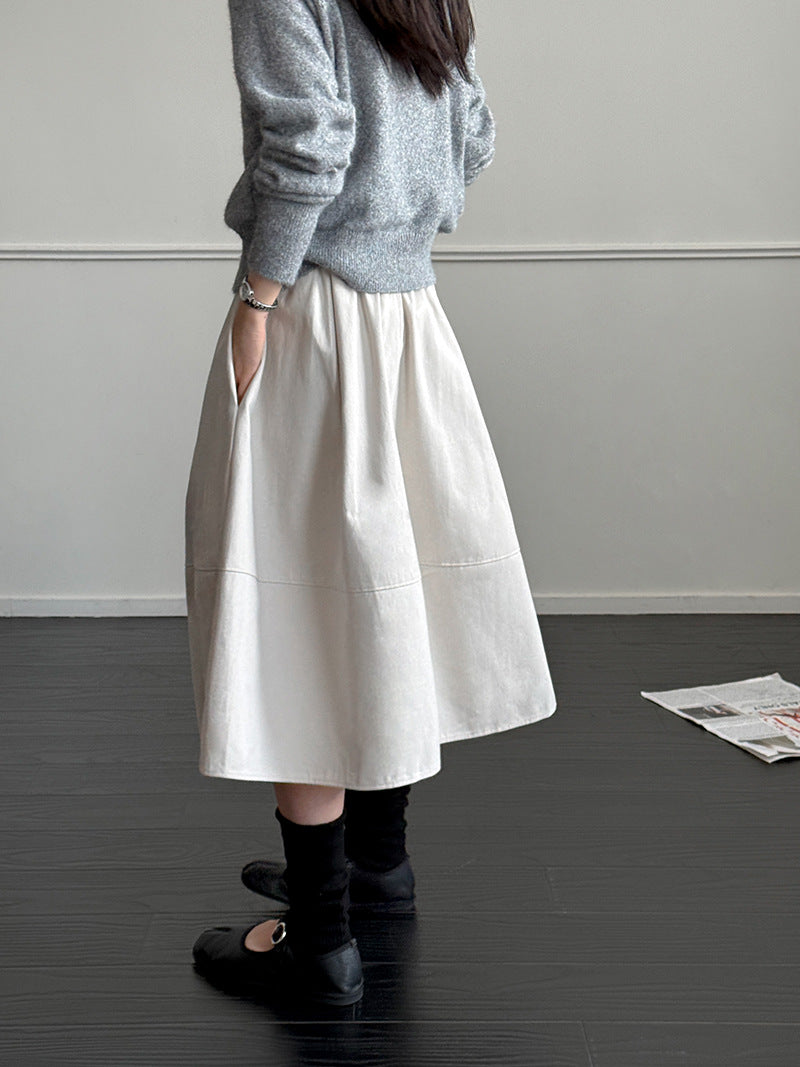 韓系復古高腰垂感半身裙-3色
