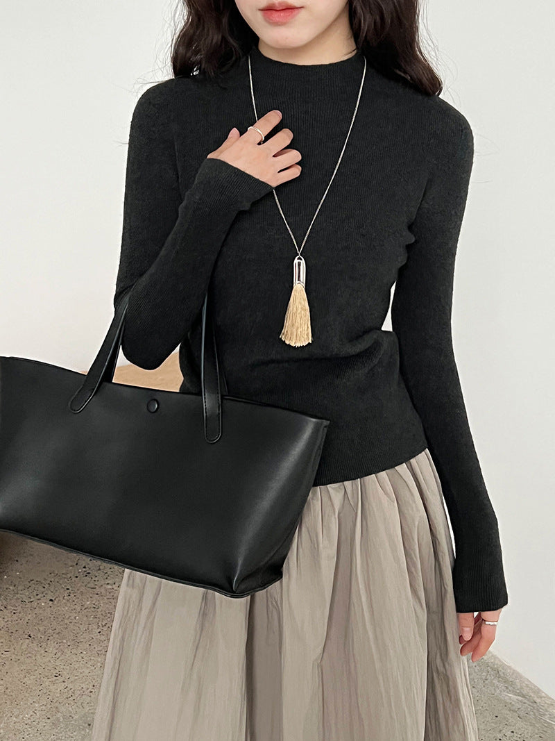 羊毛半高領無縫修身顯瘦內搭打底衫-8色