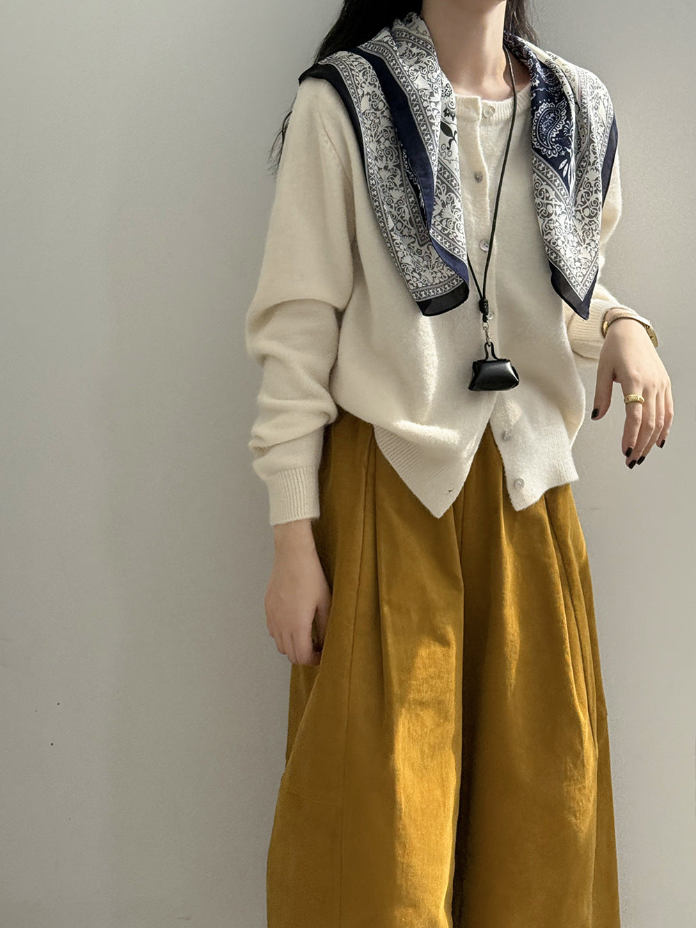 韓系多色圓領百搭疊穿外搭毛衣針織開衫外套-7色