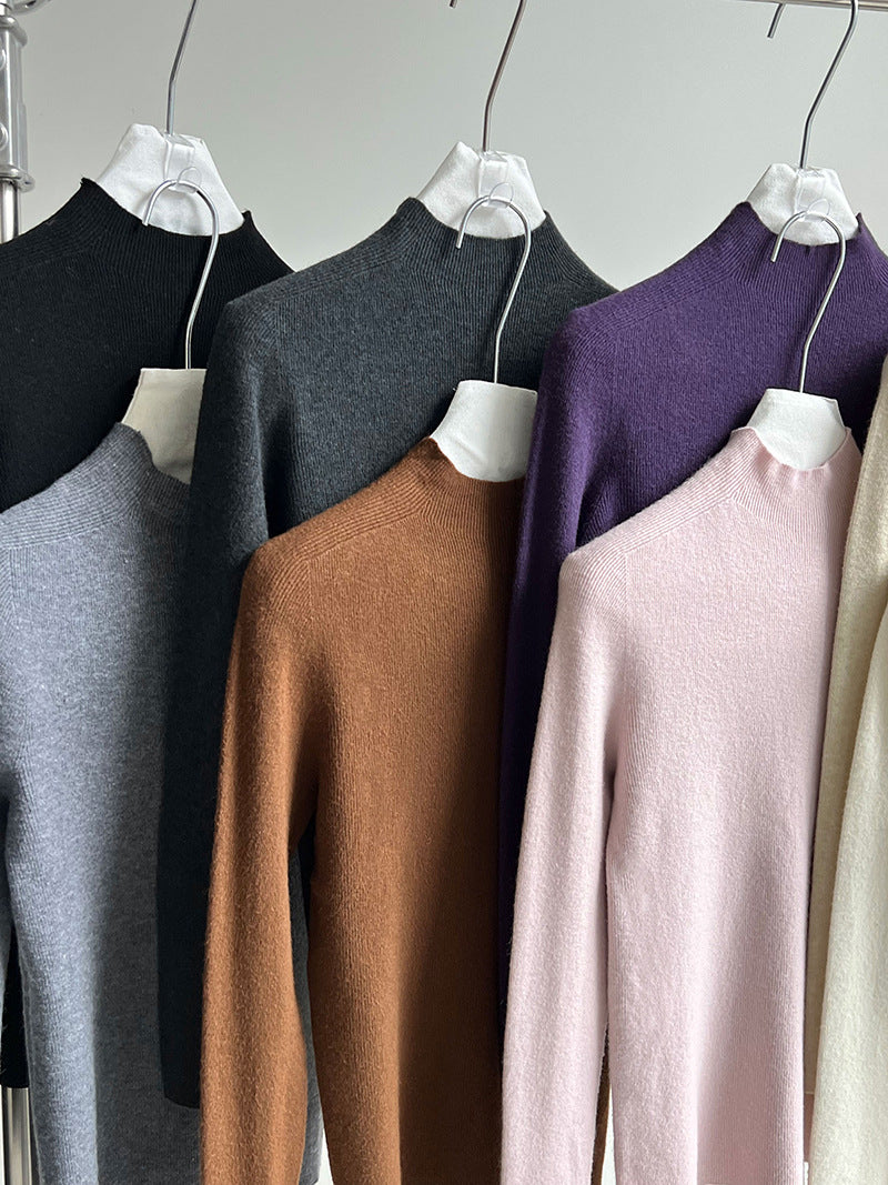 羊毛半高領無縫修身顯瘦內搭打底衫-8色