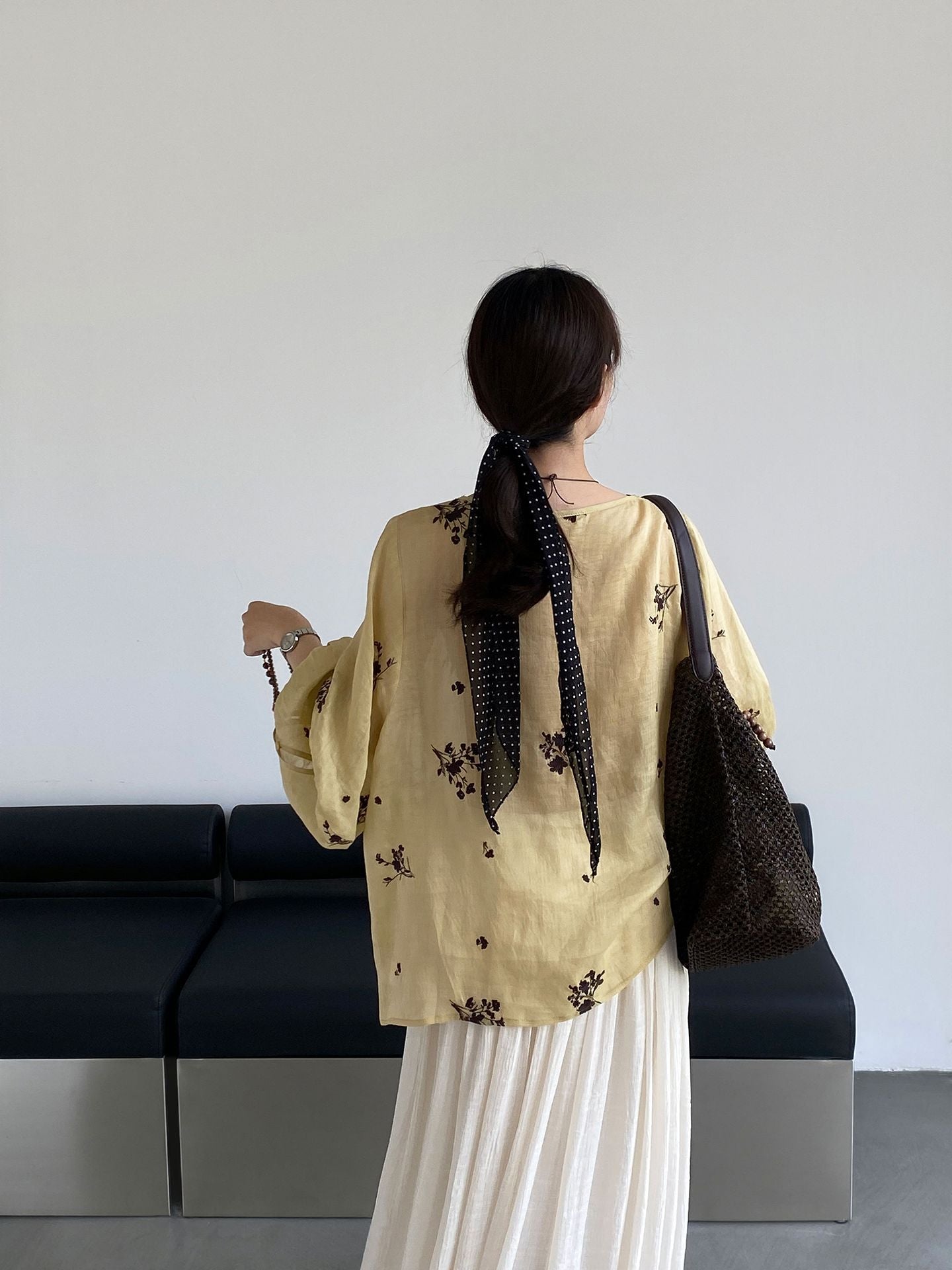 苧麻碎花防曬慵懶感襯衫