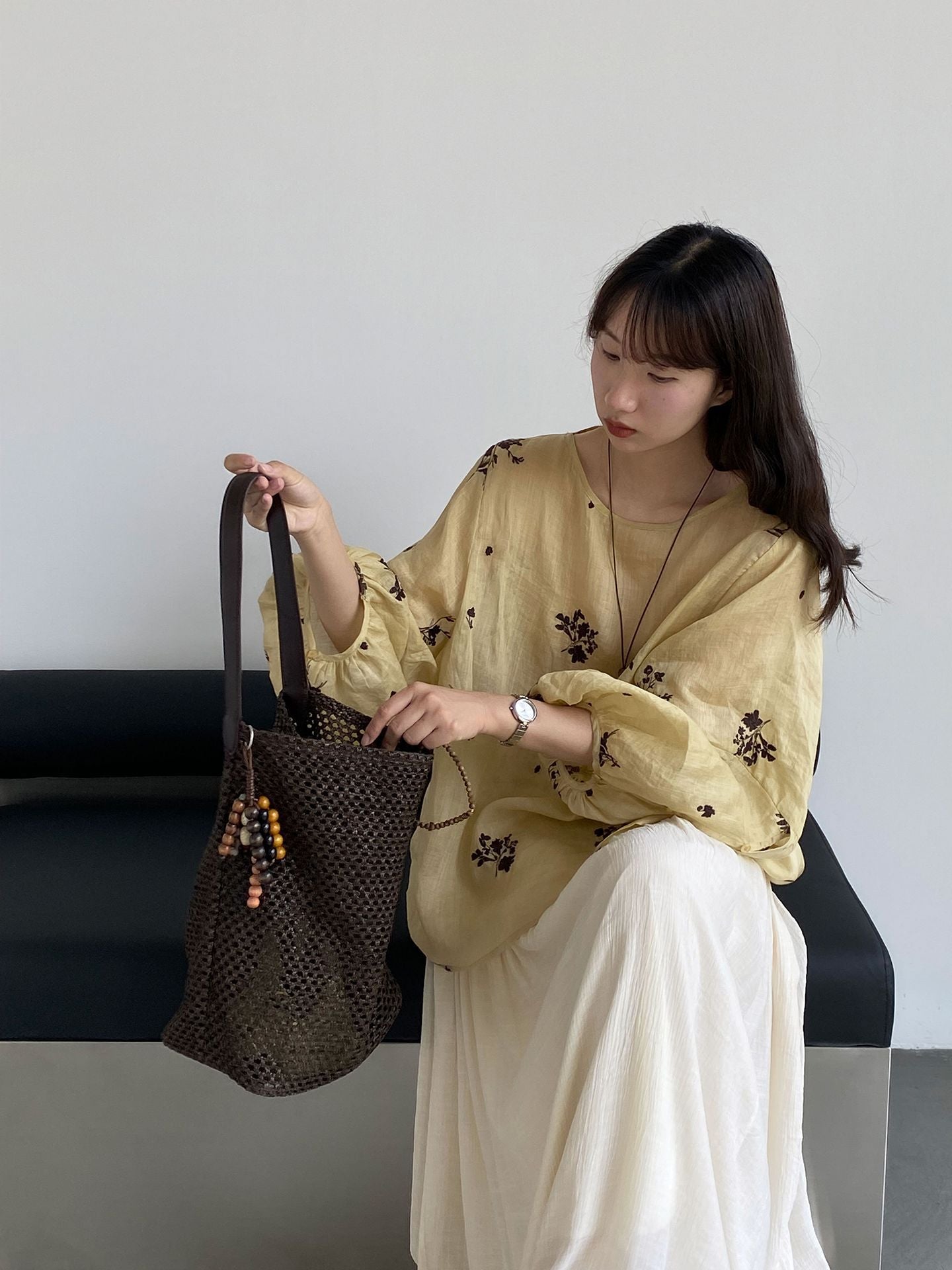 苧麻碎花防曬慵懶感襯衫