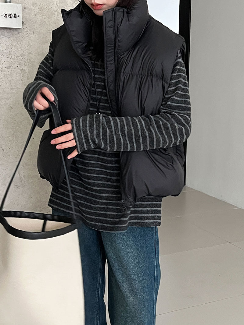 肌理感磨毛撞色條紋慵懶感寬鬆長袖上衣