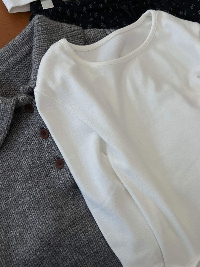 基礎純色簡約正肩百搭修身打底衫T恤-5色