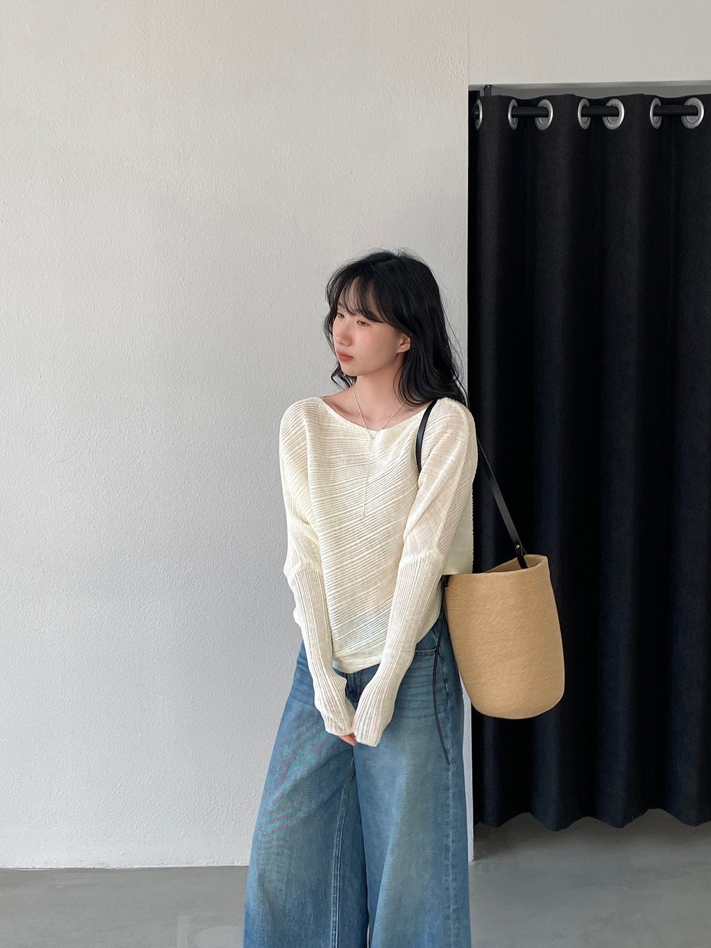 韓系氛圍感慵懶不規則蝙蝠袖針織衫-7色