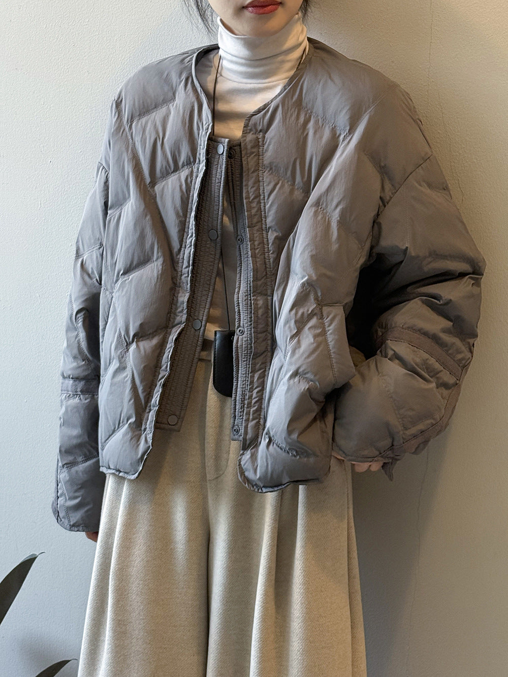 韓系復古保暖90%白鴨絨羽絨寬鬆外套-2色
