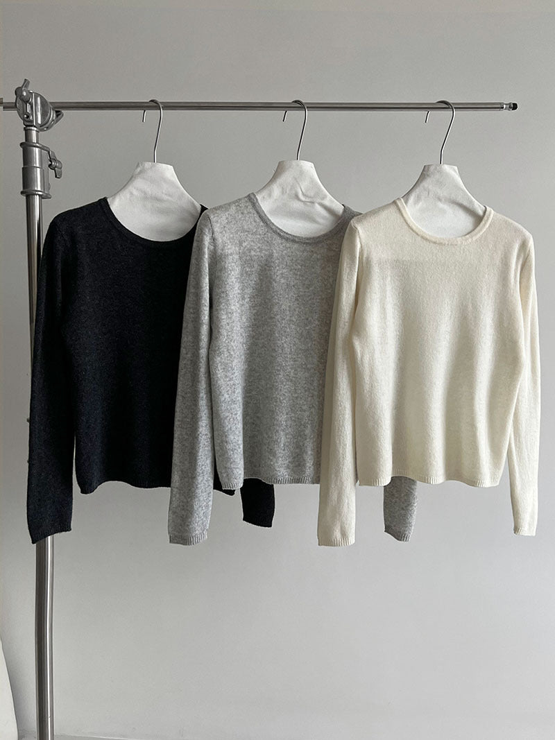(48H出貨)韓系高級感百搭修身顯瘦羊毛針織打底衫-3色