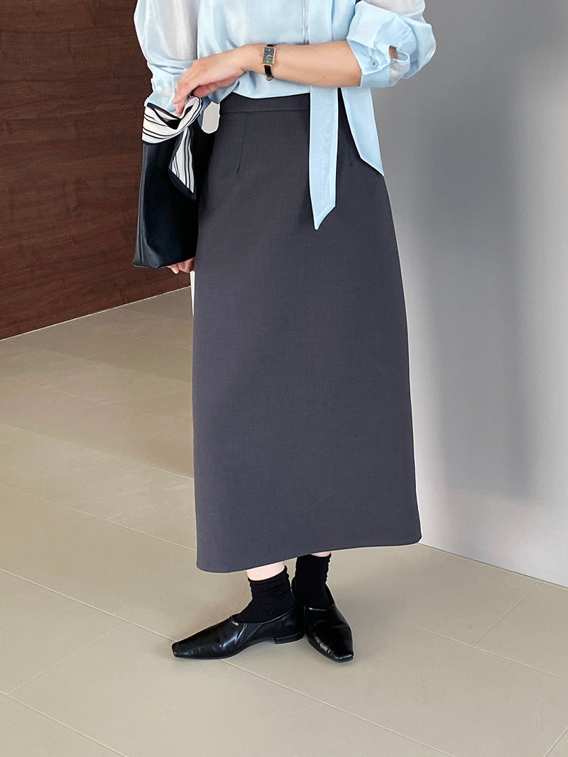 韓版高品質顯瘦西裝無袖馬甲+半身裙+配腰帶-三件式套裝