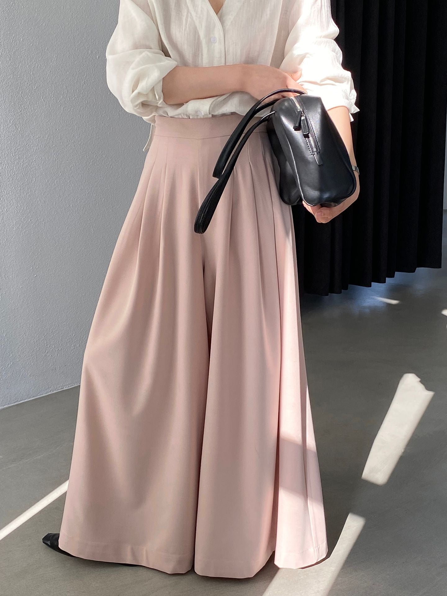 韓系氣質垂感顯瘦高腰西裝闊腿褲-2色