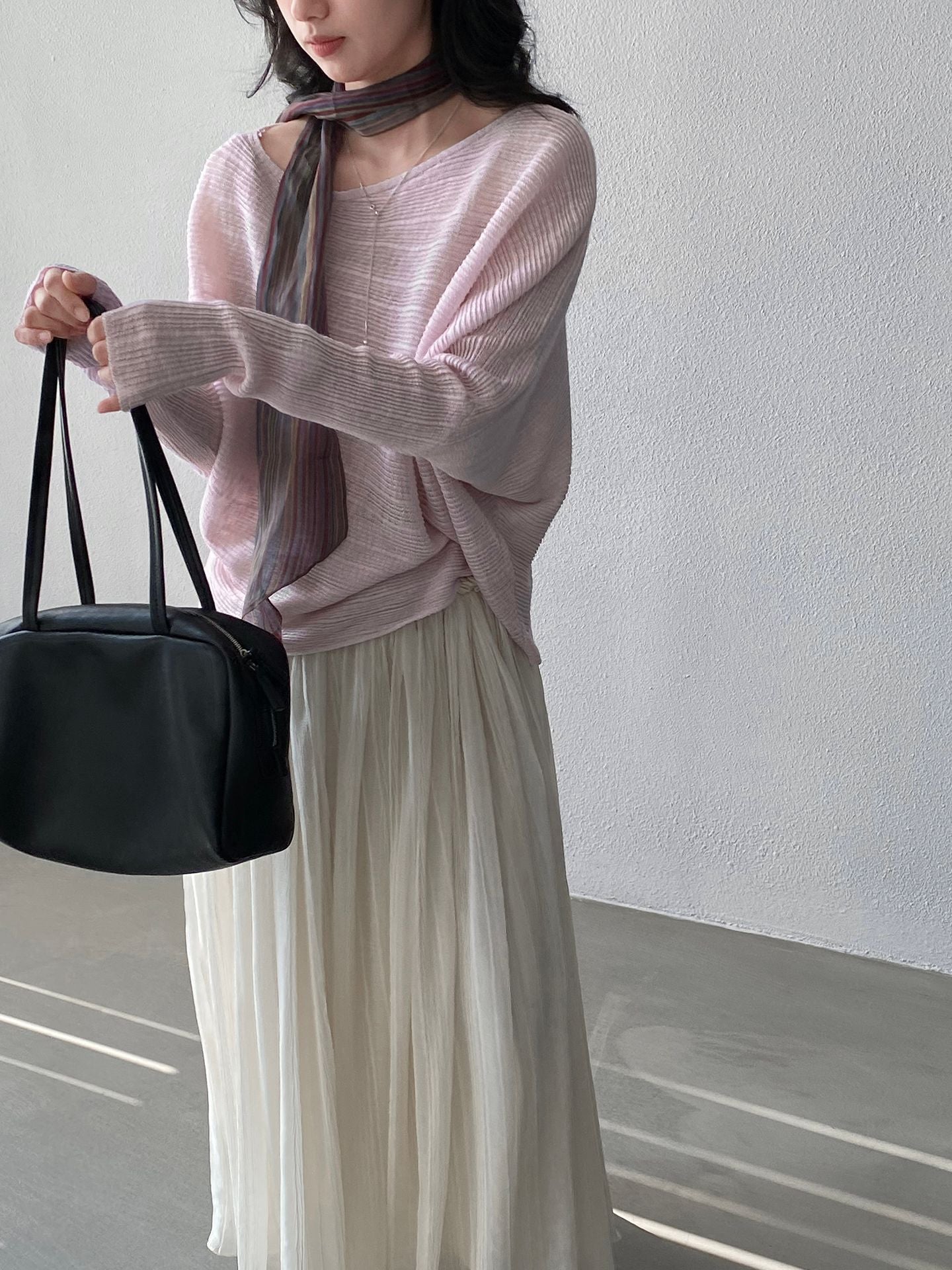 韓系氛圍感慵懶不規則蝙蝠袖針織衫-7色