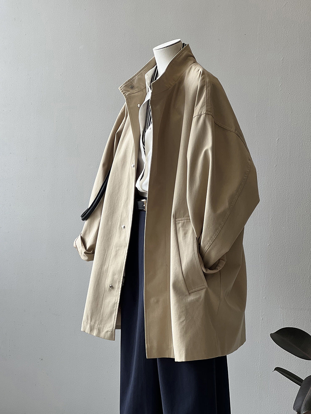 春夏日系工裝立領風衣外套-2色