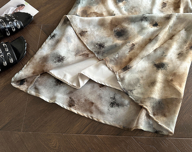 韓系氛圍感飄逸印花長洋裝