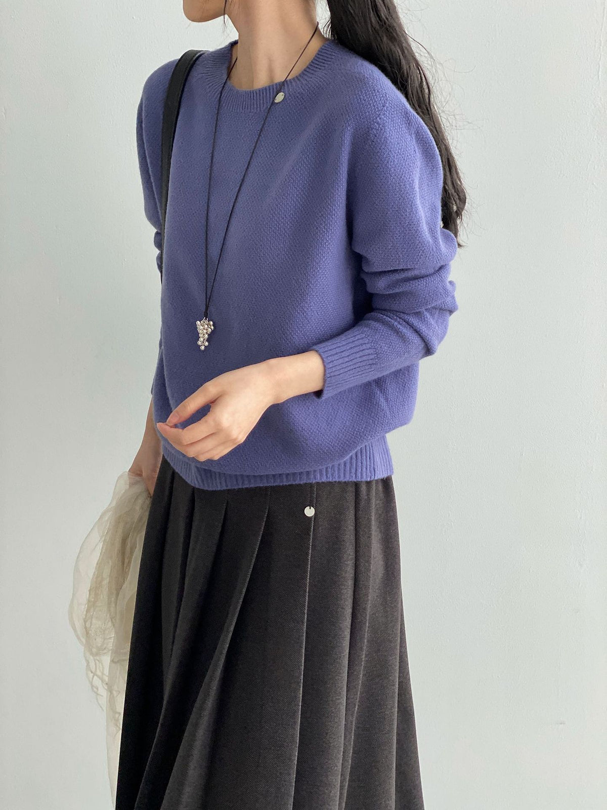 韓系慵懶風圓領羊毛針織毛衣-9色