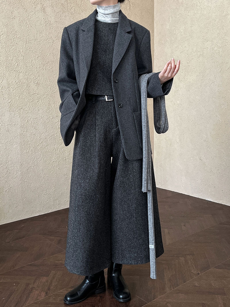 韓版50%羊毛闊氣大版西裝外套-2色