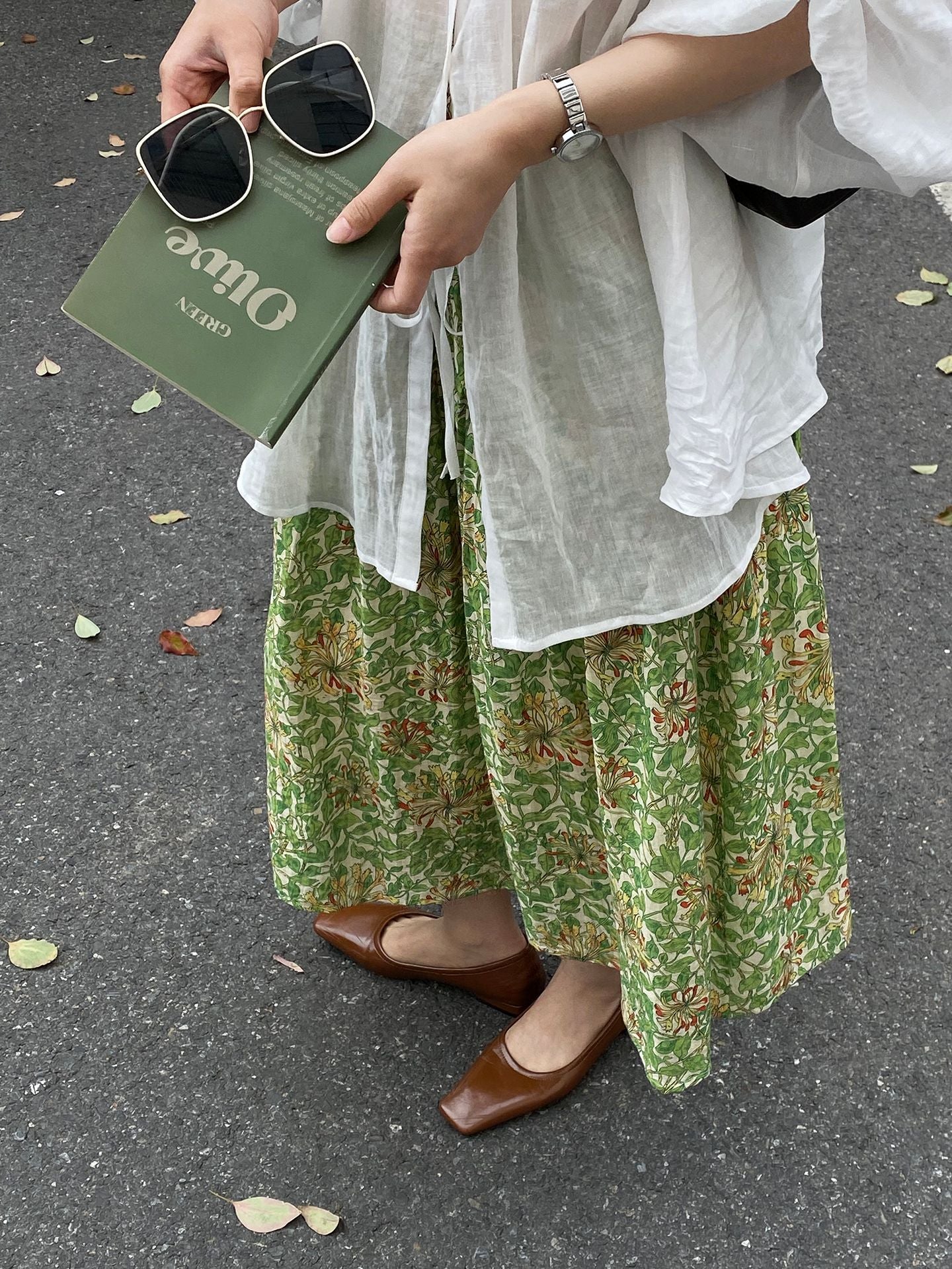 韓系夏田園浪漫小清新碎花半身裙