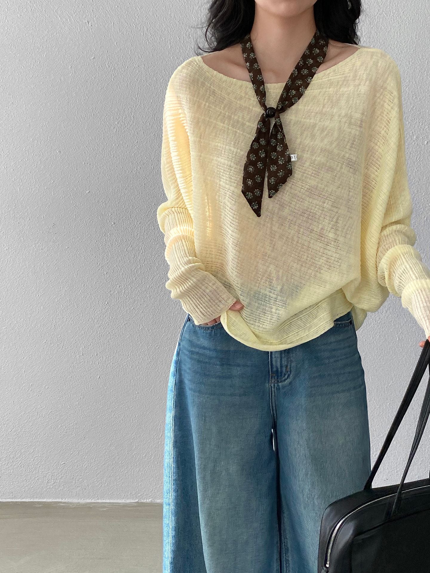 韓系氛圍感慵懶不規則蝙蝠袖針織衫-7色