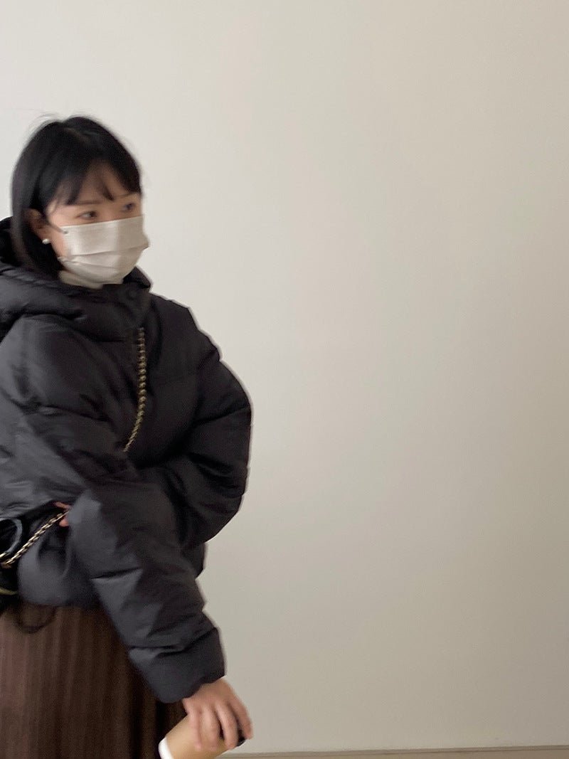 白鴨絨連帽保暖短版羽絨服-4色 - Moon Peach