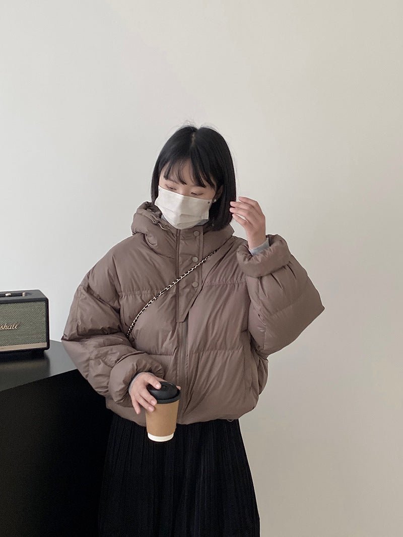 白鴨絨連帽保暖短版羽絨服-4色 - Moon Peach