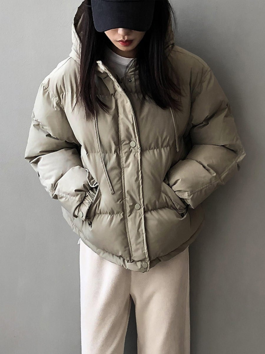 韓版小個子保暖連帽羽絨外套 - Moon Peach