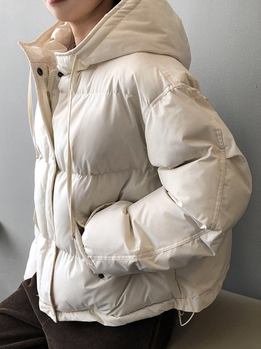 韓版小個子保暖連帽羽絨外套 - Moon Peach